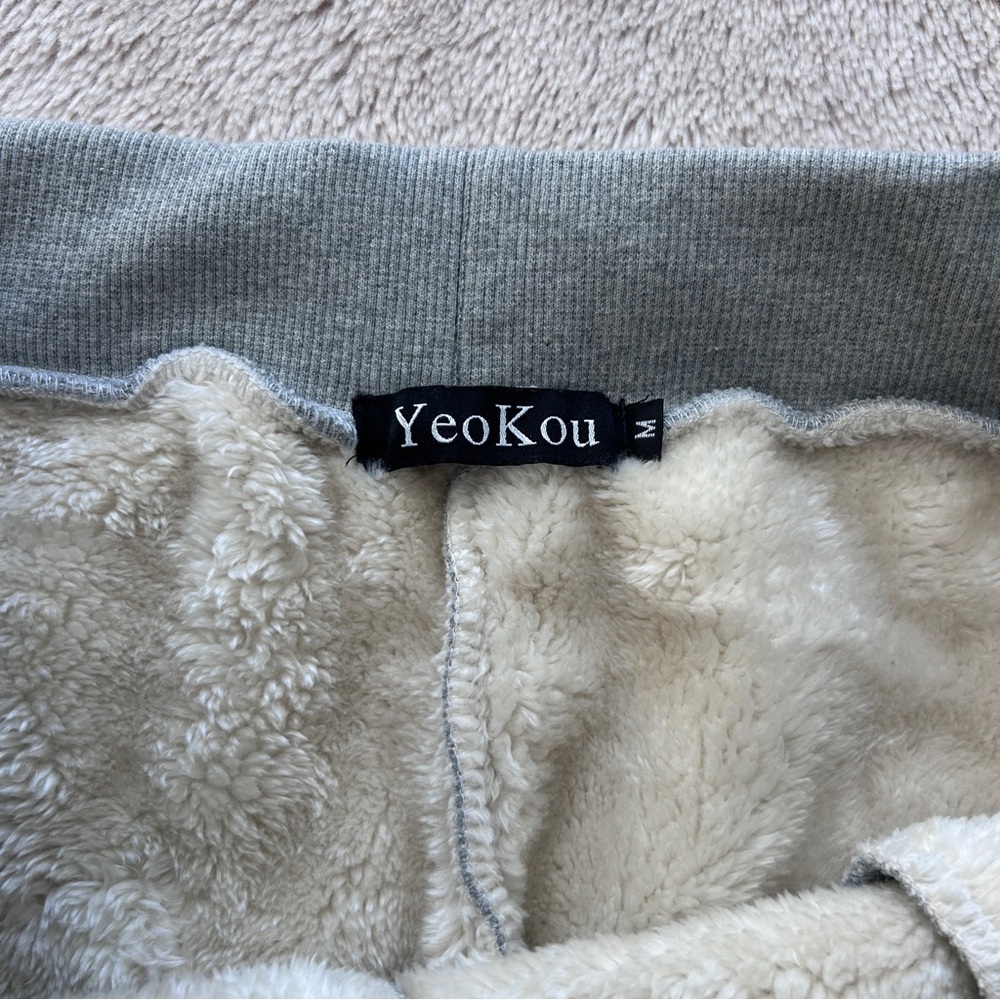 YeoKou Sherpa Lined Cotton Fleece Jogger Sweatpants, Grey, Medium - Picture 5 of 8
